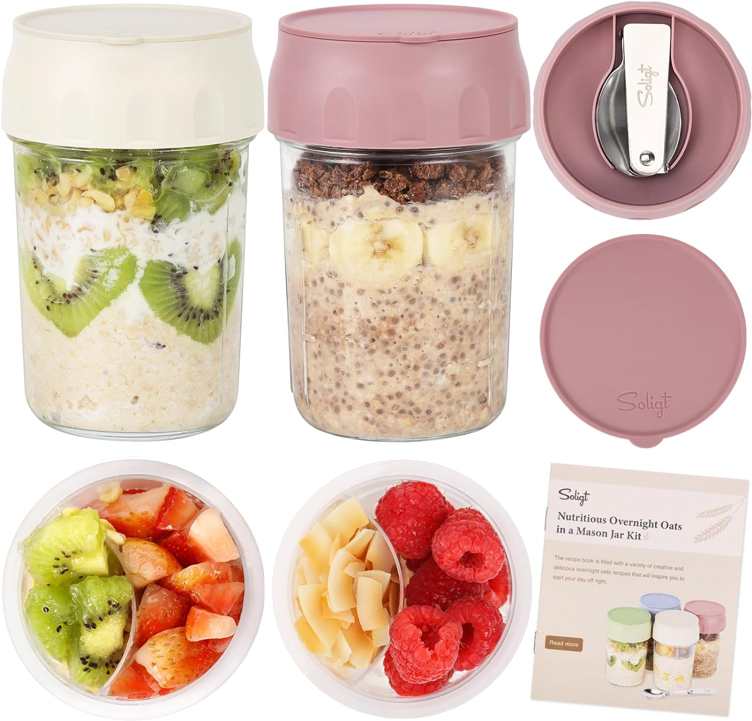 Meal Prep Yogurt Parfait - أوعية زجاجية سعة 16 أونصة للشوفان