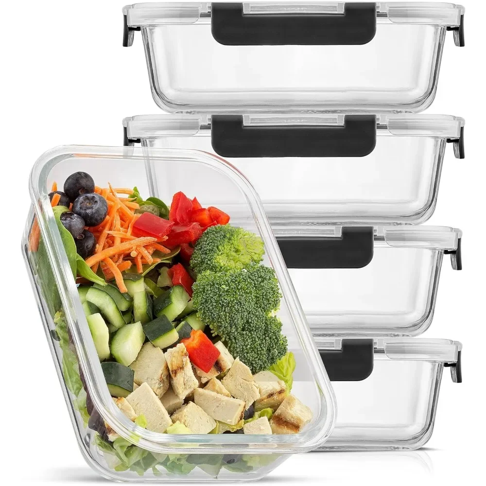 Meal Prep Glass Containers With Lids - y حاويات تخزين المواد الغذائية الزجاجية