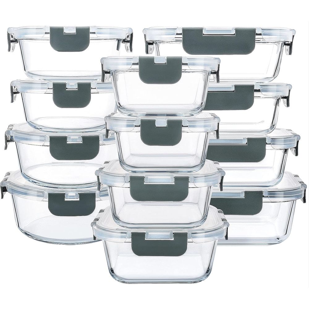 Meal Prep Glass Containers With Lids - مجموعة من 24 حاوية زجاجية لتخزين