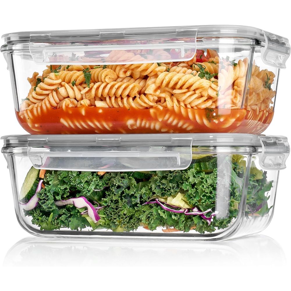 Meal Prep Glass - حاويات تخزين زجاجية كبيرة سعة 1860