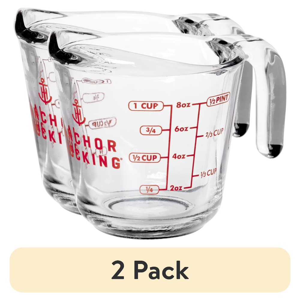 Meal Prep Glass - طقم أكواب قياس زجاجية من قطعتين