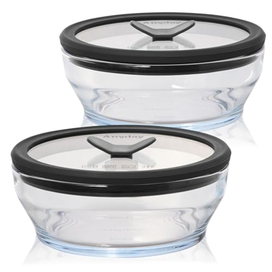 Meal Prep Glass - طقم تخزين طعام زجاجي من قطعتين
