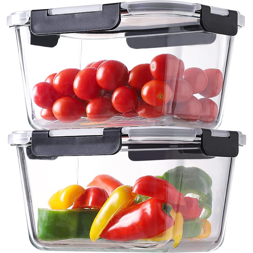Meal Prep Glass - مجموعة من 4 حاويات زجاجية لتخزين