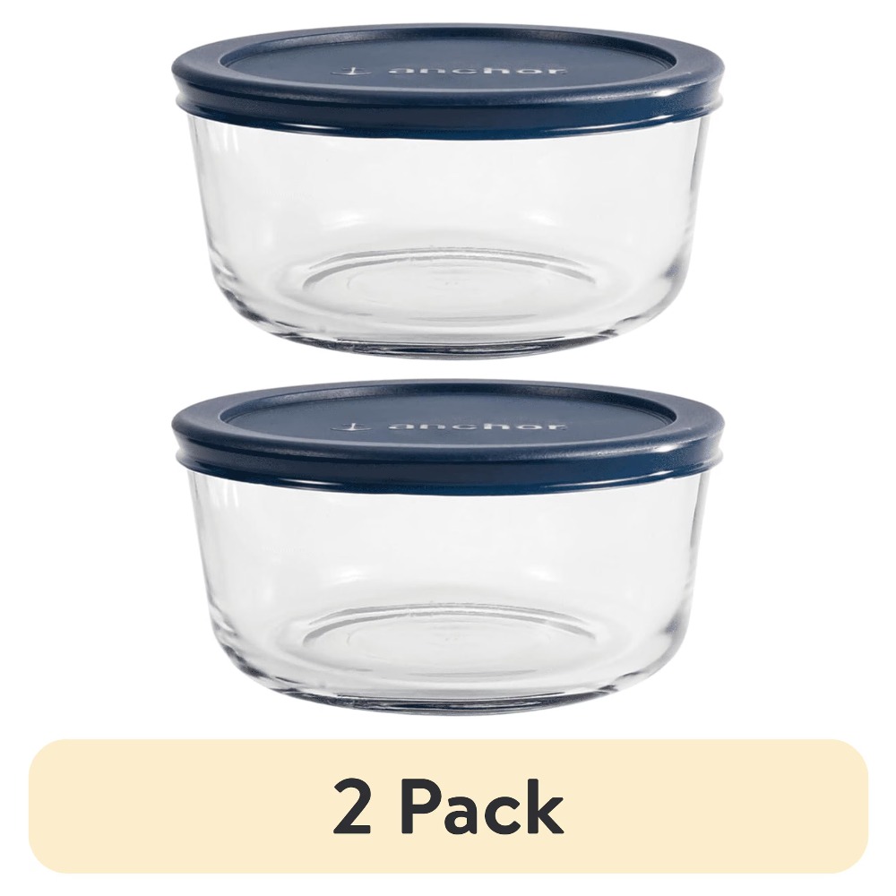 Meal Prep Glass Containers With Lids - عبوة من حاويتين زجاجيتين مستديرتين لتخزين