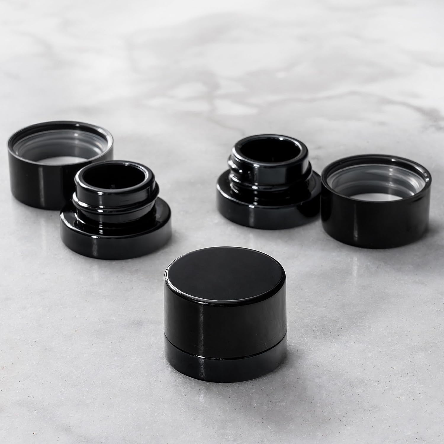 Meal Prep Glass Containers With Lids - برطمانات زجاجية سوداء سميكة 5 مل