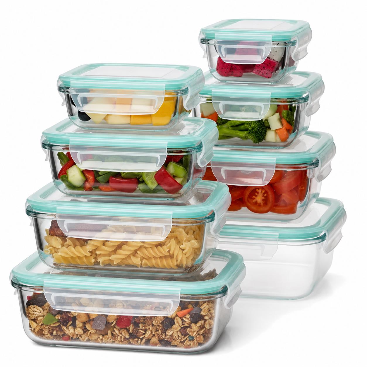 Meal Prep Glass Containers With Lids - 8 قطع من حاويات تخزين الطعام