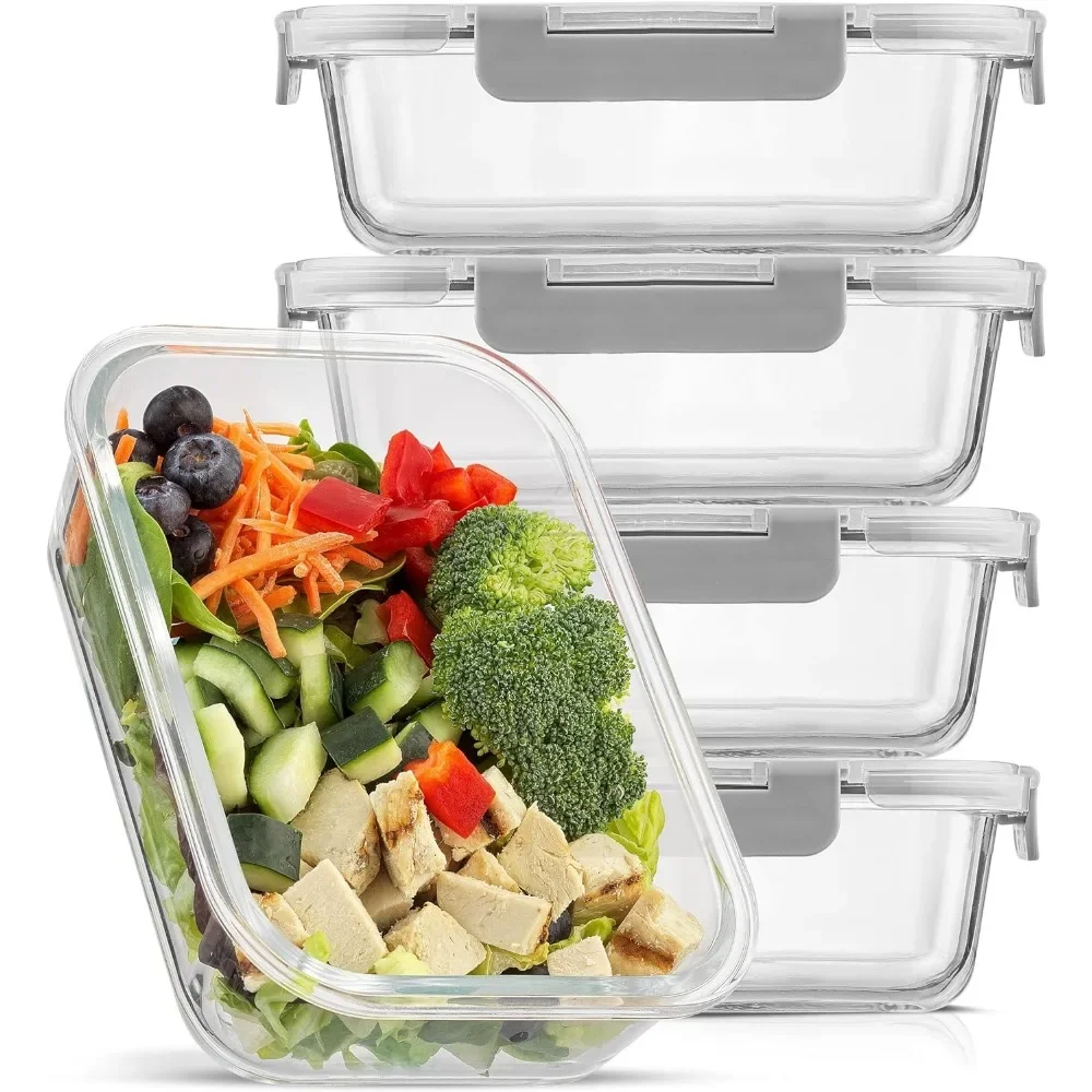y حاويات تخزين المواد الغذائية - مراجعة Meal Prep Glass Containers With Lids وسعره