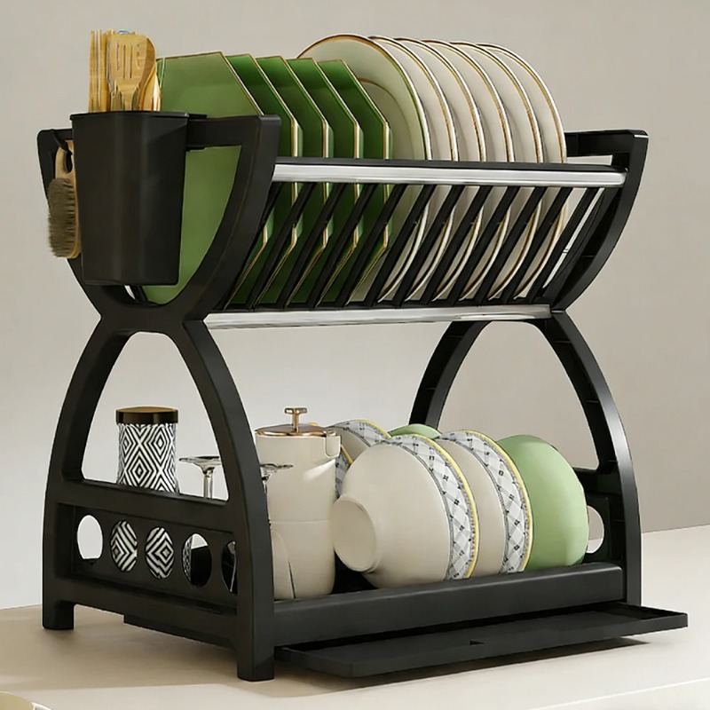 رف تجفيف أطباق من طبقتين للمطب - مراجعة Meal Prep Organizer وسعره