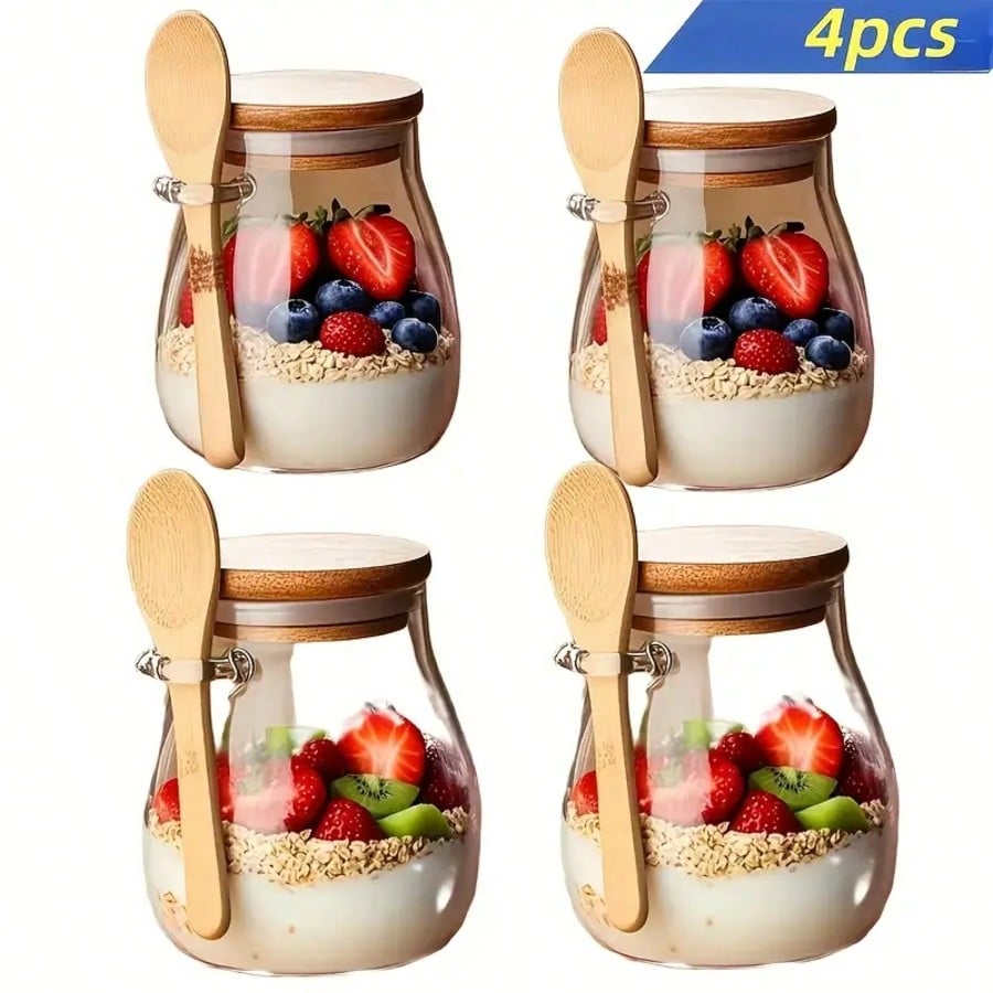 4 عبوات لحفظ الشوفان الليلي، أ - مراجعة Meal Prep Yogurt Parfait وسعره