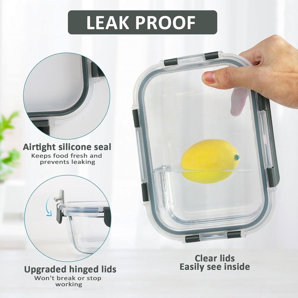 مجموعة من 8 حاويات زجاجية لتحض - مراجعة Meal Prep Glass Containers With Lids وسعره