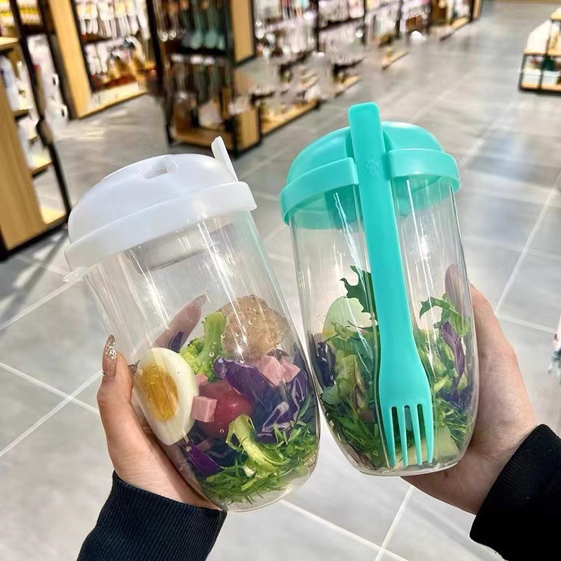 وعاء سلطة محمول مع غطاء وشوكة  - مراجعة Meal Prep Healthy وسعره