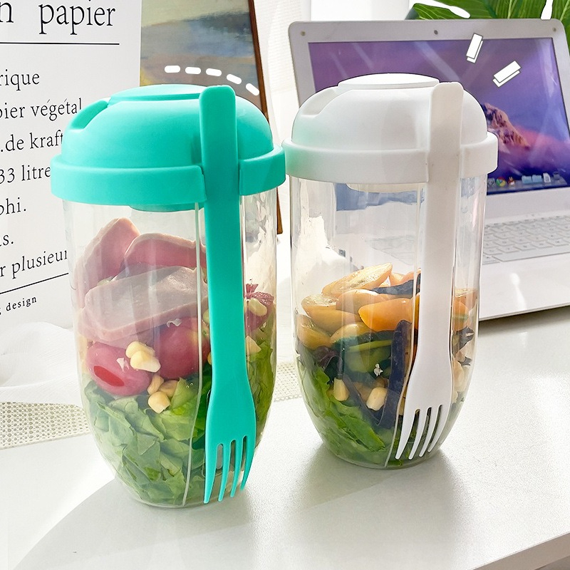 وعاء سلطة محمول مع غطاء وشوكة  - مراجعة Meal Prep Healthy وسعره